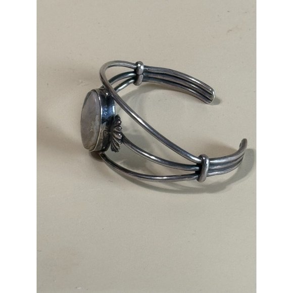 Vintage GFMW Sterling Silver Green Lace Jasper Cuff Bracelet 6 1/4' - Picture 9 of 11